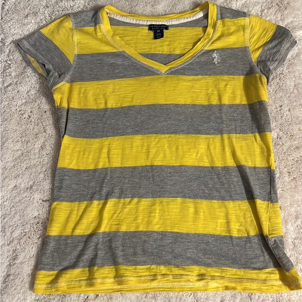 U.S. Polo ASSN Women’s Striped Yellow/Gray Shirt